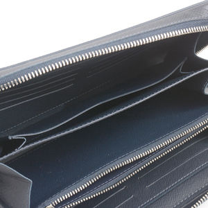 Louis Vuitton Blue XL Marine leather Clutch Wallet Bag Zippy Taiga